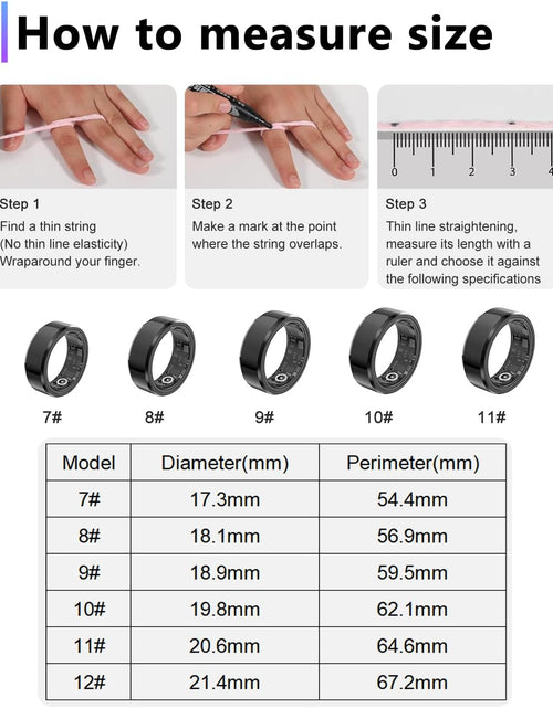 Load image into Gallery viewer, 2025 Upgrade Smart Ring Health Tracker for Men Women - IP68 Waterproof Fitness Ring with Sleep Tracker/Heart Rate/Blood Oxygen/Steps/Distance/Calories, Air Shutter, Charging Case up to 7-Day
