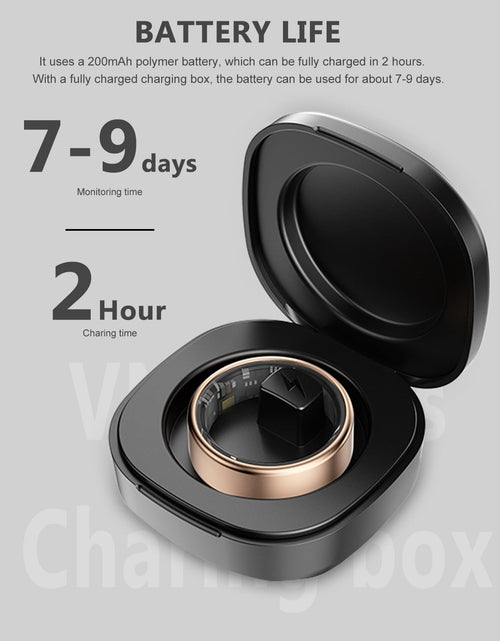 Load image into Gallery viewer, 2025 Upgrade Smart Ring Health Tracker for Men Women - IP68 Waterproof Fitness Ring with Sleep Tracker/Heart Rate/Blood Oxygen/Steps/Distance/Calories, Air Shutter, Charging Case up to 7-Day
