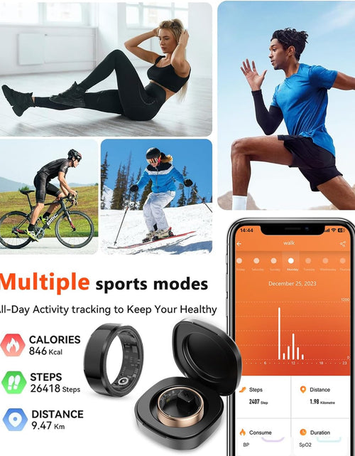 Load image into Gallery viewer, 2025 Upgrade Smart Ring Health Tracker for Men Women - IP68 Waterproof Fitness Ring with Sleep Tracker/Heart Rate/Blood Oxygen/Steps/Distance/Calories, Air Shutter, Charging Case up to 7-Day

