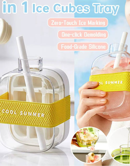 Load image into Gallery viewer, ChillSip Bottle Set – Stylish Water Bottle with Straw &amp; Zero-Contact Ice Cube Tray
